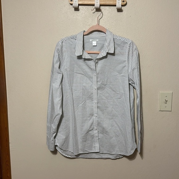 Garnet Hill Essential Cotton Striped Button Down Shirt Size 10‎ - Picture 1 of 7